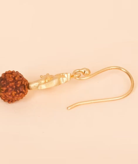 Gold Plated Silver AUM Rudraksha Earrings