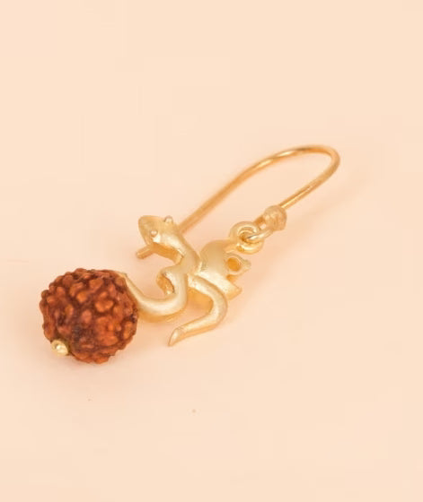 Gold Plated Silver AUM Rudraksha Earrings