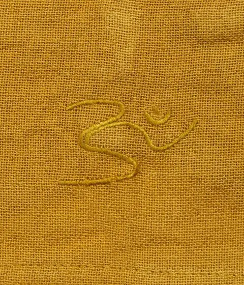 Women's 100% Organic Cotton Kurta with Embroidered "Aum" - Mustard