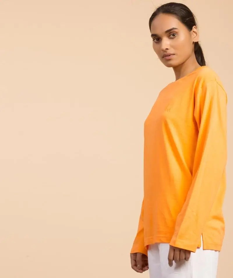 Unisex Organic Cotton Sadhana Full-Sleeve T-Shirt - Orange