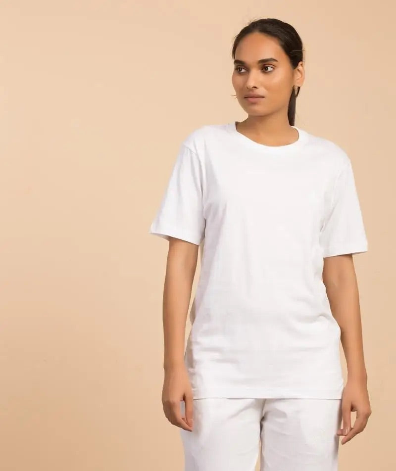 Unisex Organic Cotton Half-sleeve Sadhana T-Shirt - White