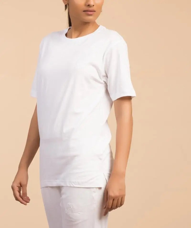 Unisex Organic Cotton Half-sleeve Sadhana T-Shirt - White