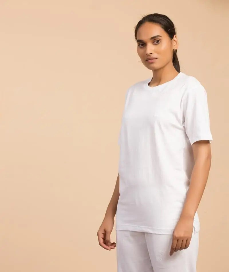 Unisex Organic Cotton Half-sleeve Sadhana T-Shirt - White