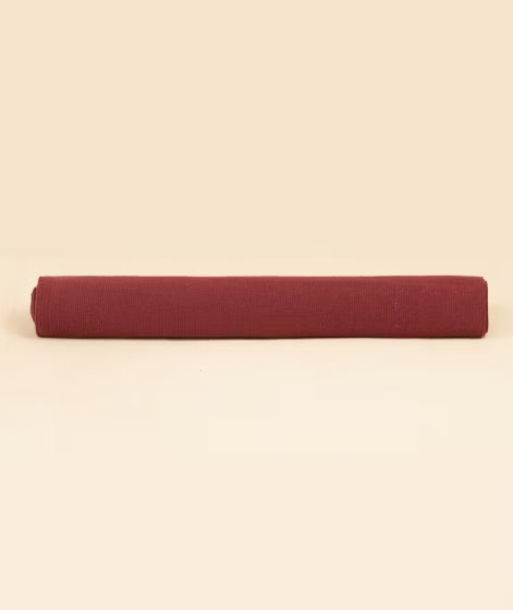 Cotton Yoga Mat (Maroon) - Rubber Coated Bottom