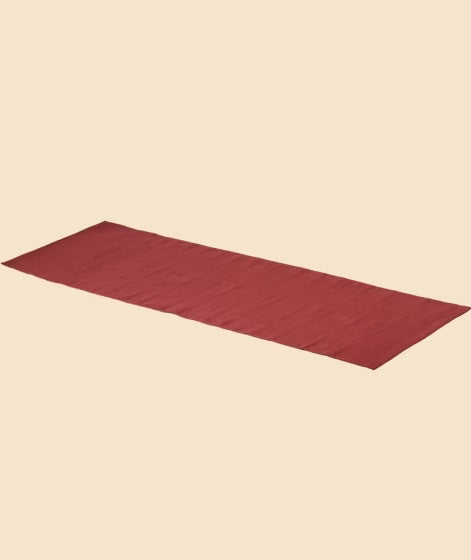 Cotton Yoga Mat (Maroon) - Rubber Coated Bottom