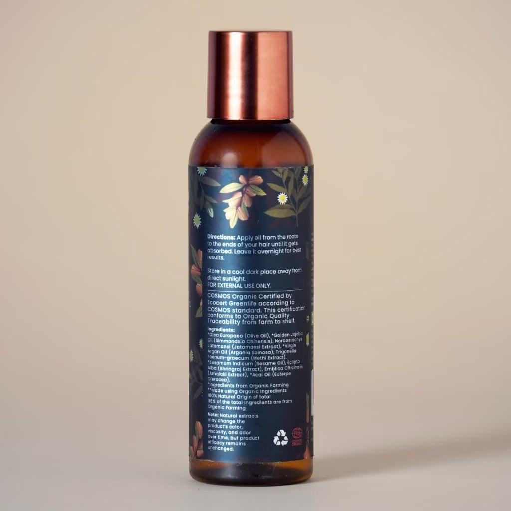 Bloom Deep Nourishment Organic Hair Oil With Argan Oil & Bhringraj (All Hair Types) - 100ml