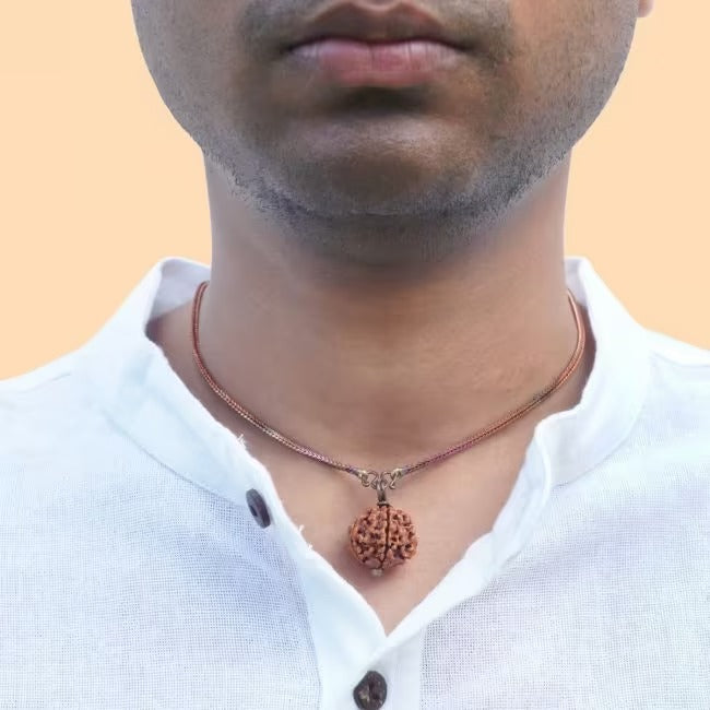 Adiyogi Rudraksha with copper chain. Consecrated Isha Panchamukhi (five faced) Rudraksha bead