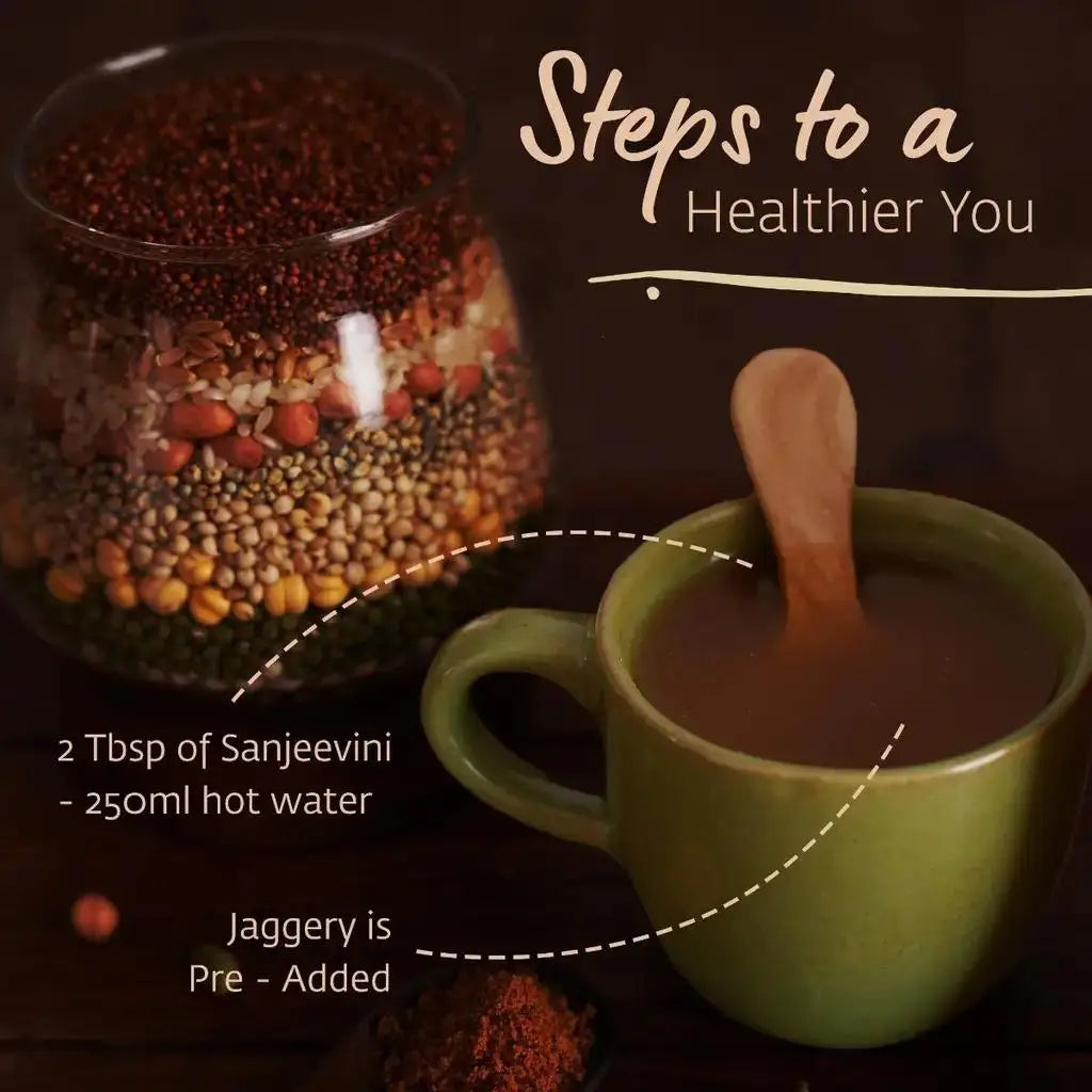 New Instant Sanjeevini Multigrain Health Drink Mix(500 gms). No Added Sugar. Traditional recipe. Contains millets, grains, legumes and spices.