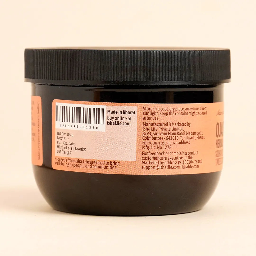 Ojasvini traditional herbal snanam powder. Isha’s unique Siddha formulation. Non-toxic bath powder. Cleansing, exfoliating, rejuvenating (100 gms)