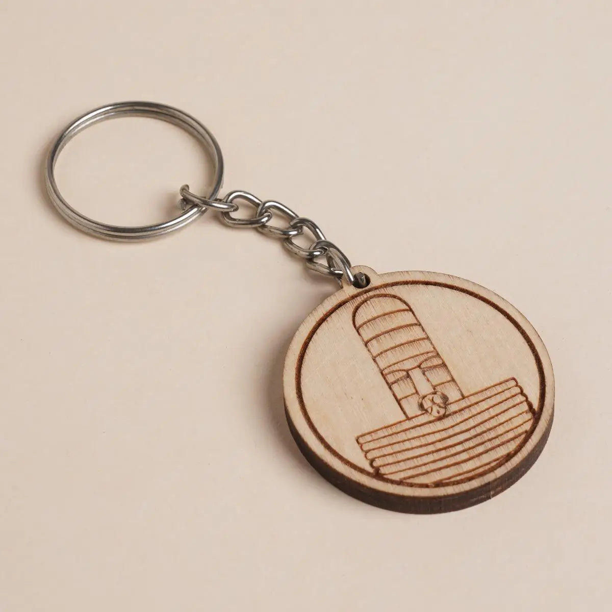 Dhayanalinga Etched Wooden Key Chain