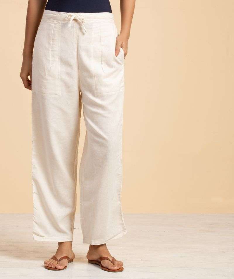 Women Undyed Organic Cotton Drawstring Pant - Off-White