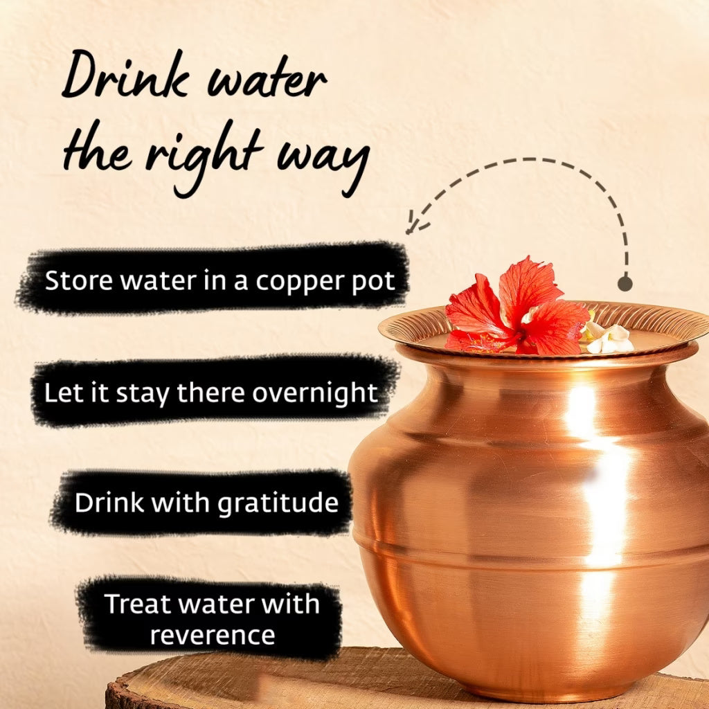 Copper Water Storage (Jeevarasam Pot), 10 Liters