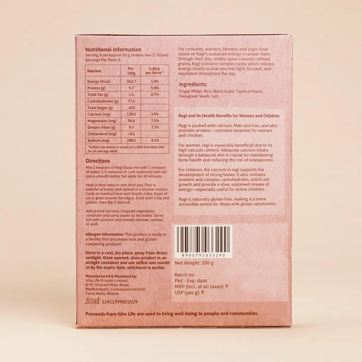 Ragi Dosa Mix (Finger Millet / Nachani), 200 gm.