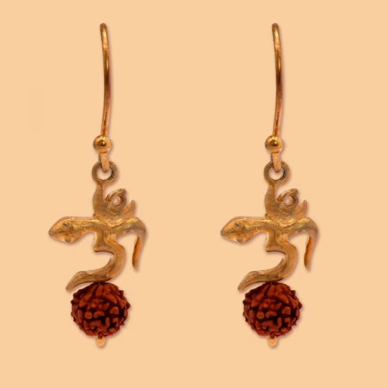 Gold Plated Silver AUM Rudraksha Earrings