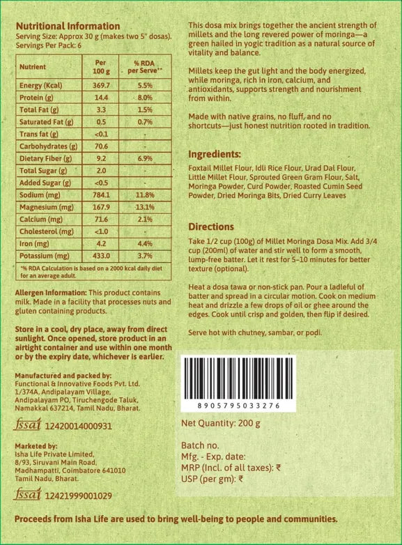 Millet and Moringa Dosa Mix 200g