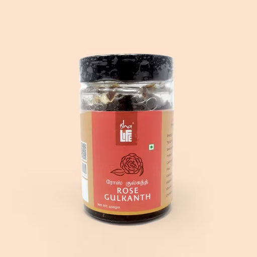 Rose Gulkanth (400 gm). Natural rose petals soaked in pure honey. No jaggery. No synthetic preservatives. No added rose extracts.