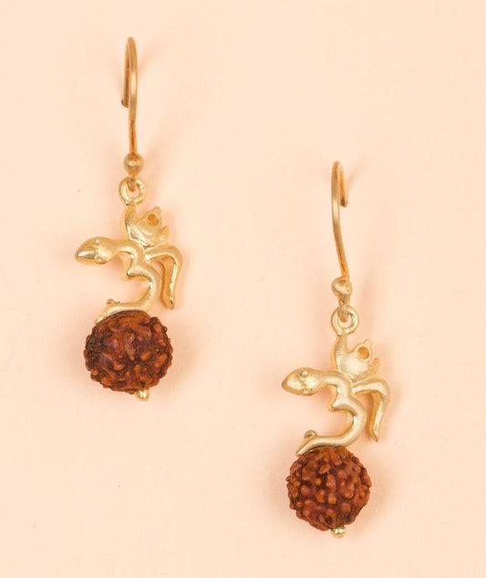 Gold Plated Silver AUM Rudraksha Earrings