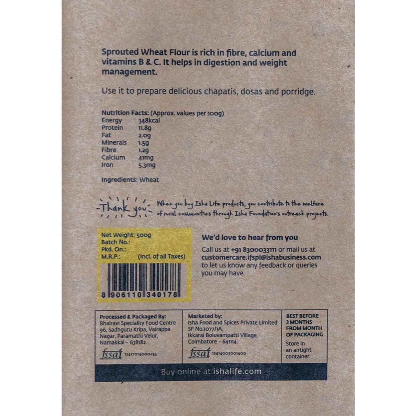 Sprouted Wheat Flour, 500 gm