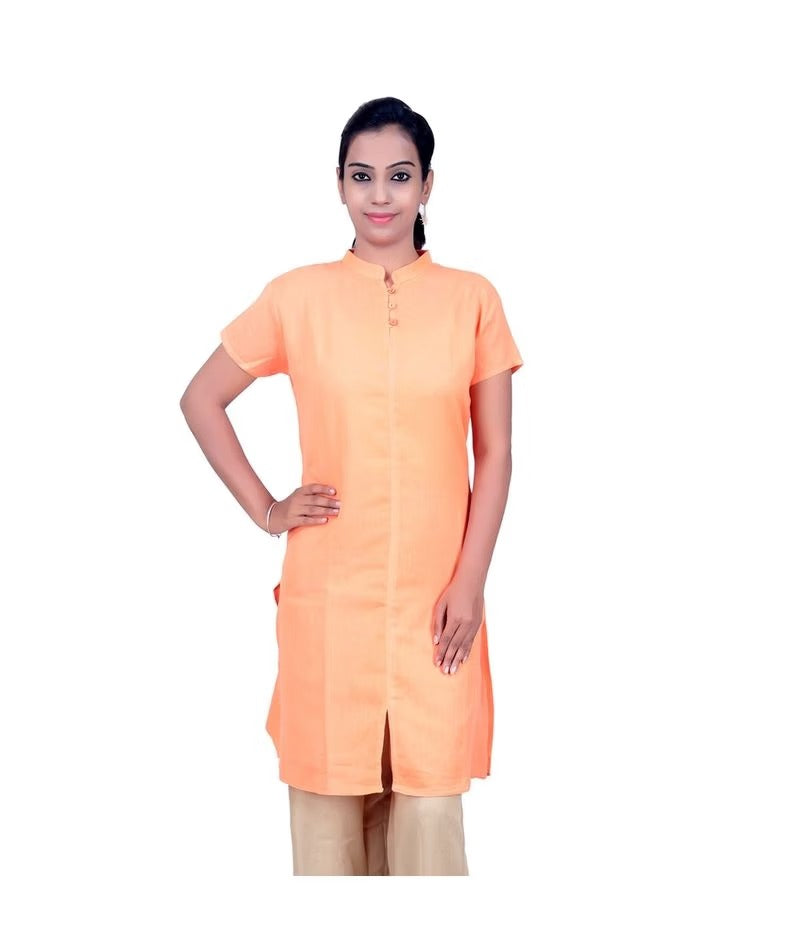 Women's 100% Organic Cotton Kurta With Embroidered "Aum" - Coral