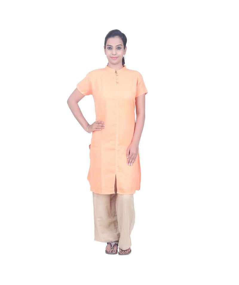 Women's 100% Organic Cotton Kurta With Embroidered "Aum" - Coral