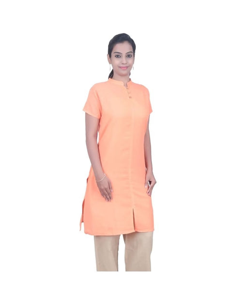 Women's 100% Organic Cotton Kurta With Embroidered "Aum" - Coral