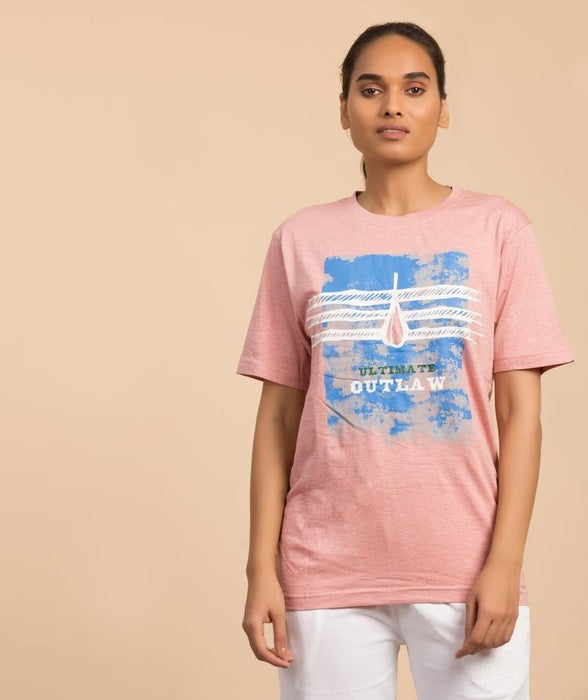 Unisex Cotton Ultimate Outlaw Printed T-shirt - Peach