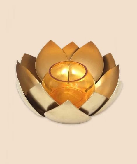 Lotus Tea Light Holder - Orange