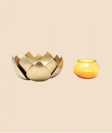 Lotus Tea Light Holder - Orange