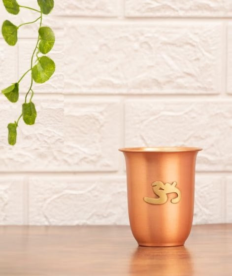 Matte Finish Copper Glass with Brass Aum, 200 ml