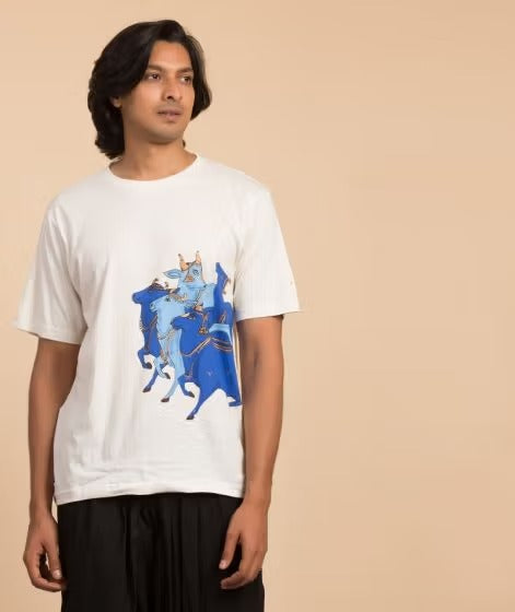 Unisex Nandi Printed Organic Cotton T-Shirt - Off White