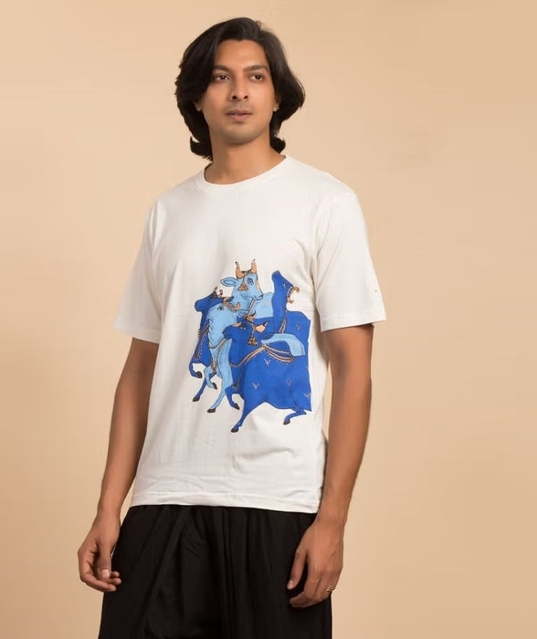 Unisex Nandi Printed Organic Cotton T-Shirt - Off White