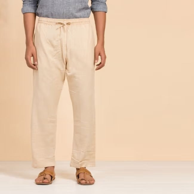 Men's Organic Cotton Drawstring Pants (Beige)