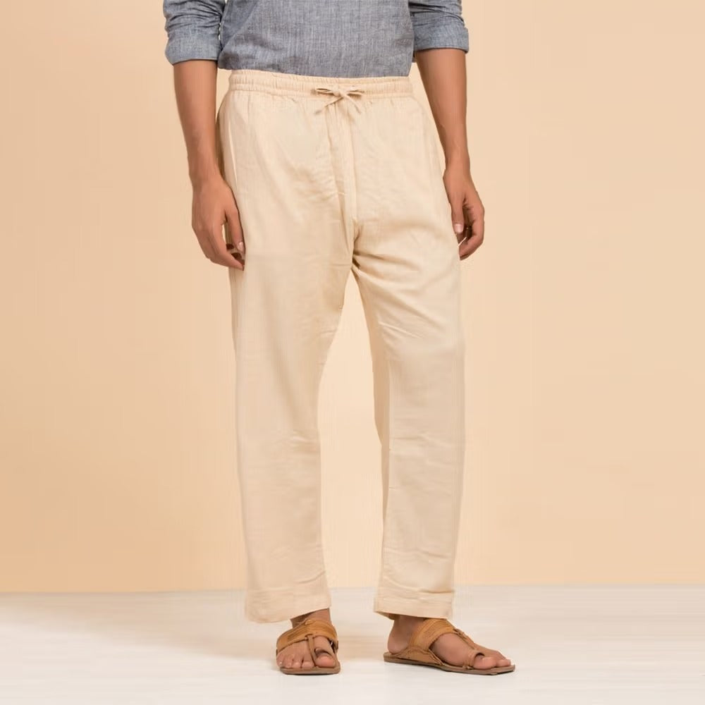 Men's Organic Cotton Drawstring Pants (Beige)