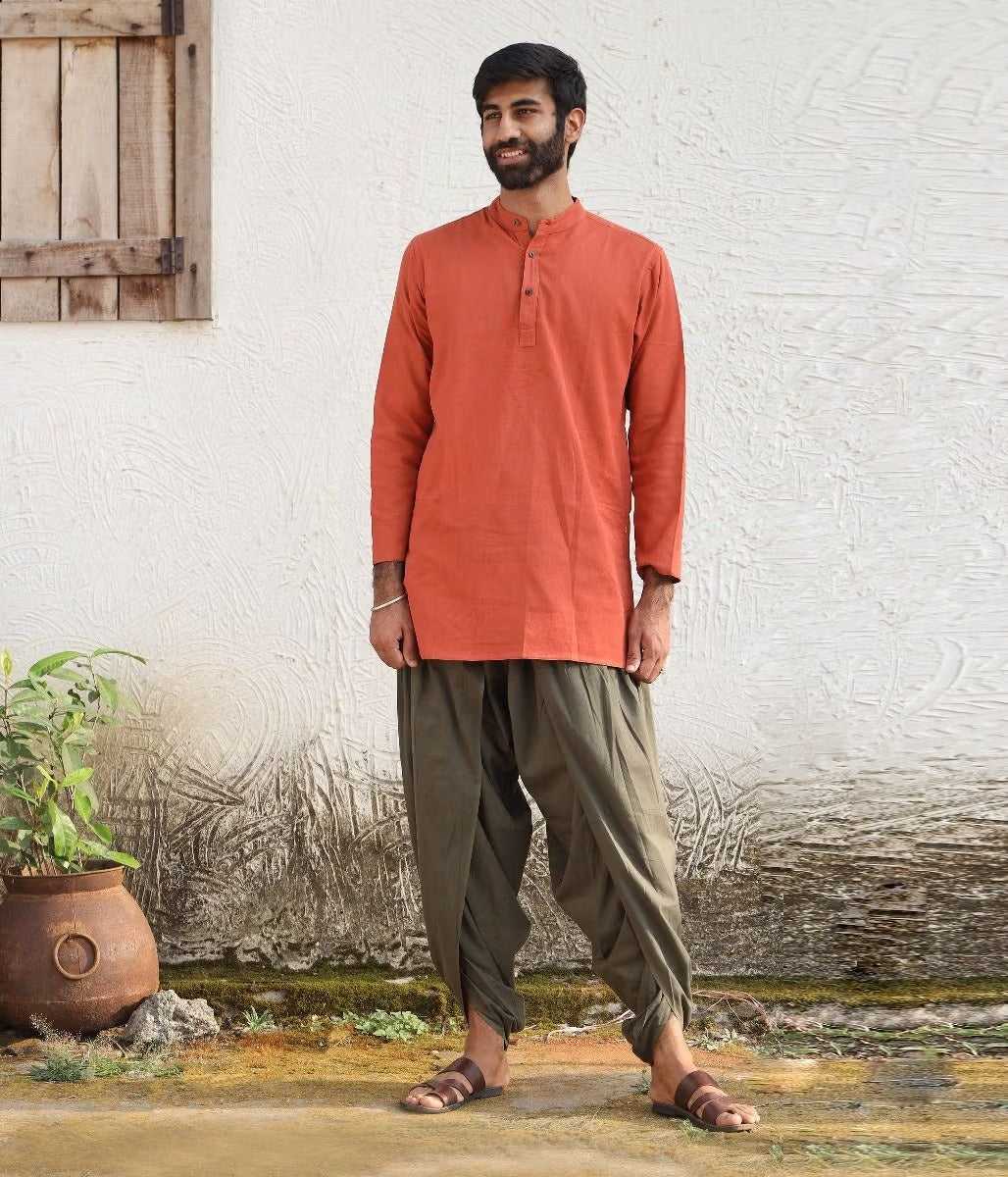 Isha’s signature. Ready to wear Unisex Dhoti Pants (Olive) / Panchakacham. Easy to pull on. Versatile. Comfortable for both casual and formal wear.