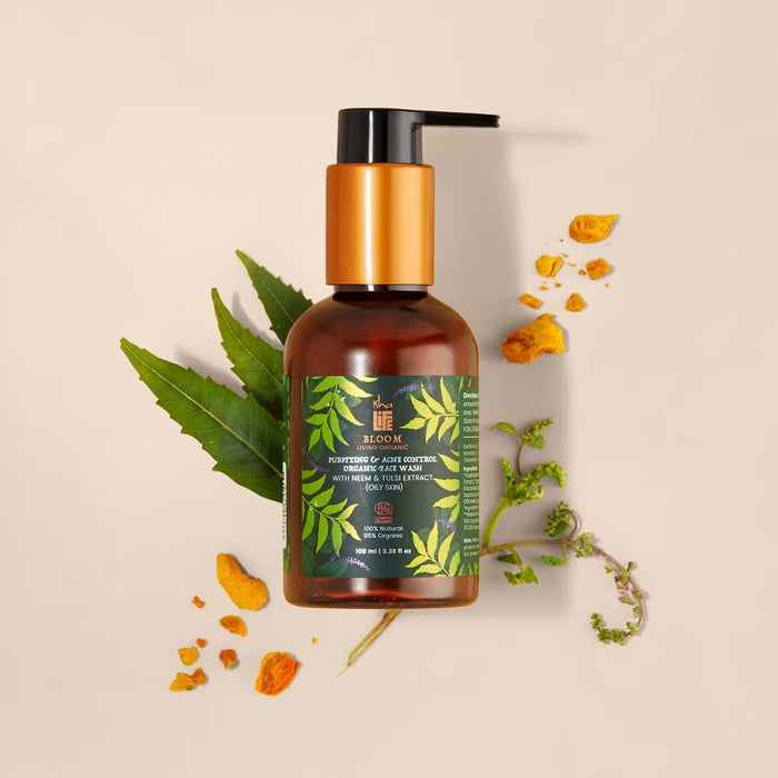 Bloom Purifying & Acne Control Organic Face Wash With Neem & Tulsi Extract (Oily Skin) - 100ml