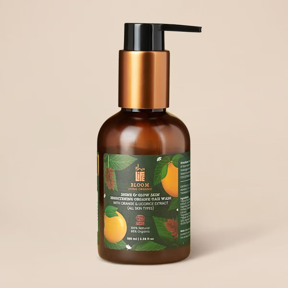 Bloom Shine & Glow skin Brightening Organic Face wash With Orange & Licorice Extract 100ml