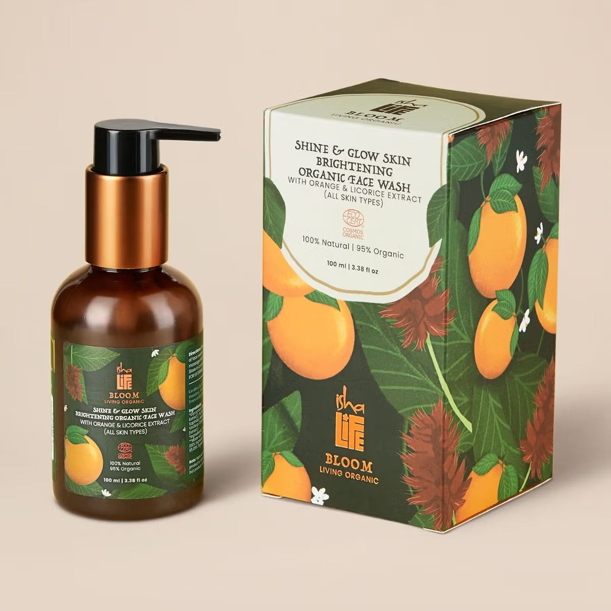 Bloom Shine & Glow skin Brightening Organic Face wash With Orange & Licorice Extract 100ml