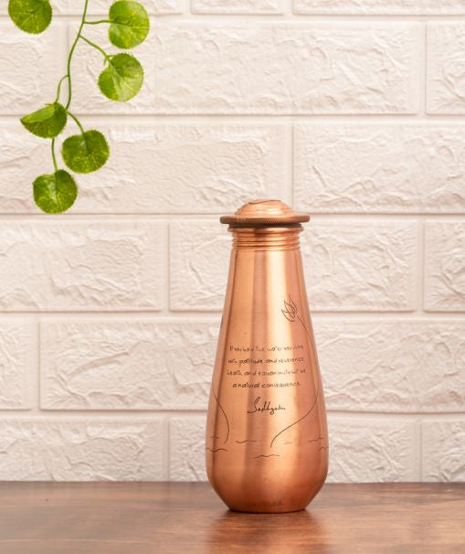 Small Copper Water Bottle with Sadhguru Quote 500ml