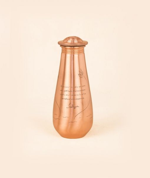 Small Copper Water Bottle with Sadhguru Quote 500ml